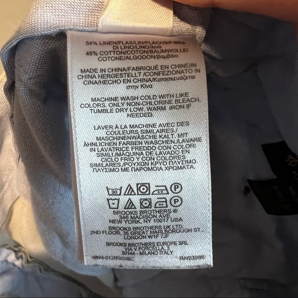 Brooks Brother Irish Linen Cotton Blend Light Baby Blue Chino Pants - Picture 8 of 9